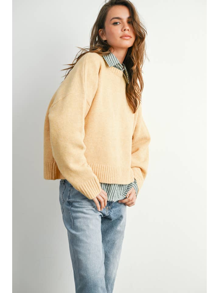 Peace Love Line - Wholesale Knit Sweater - Women's - PL8848 - SOLID TIE BACK SWEATER TOP19