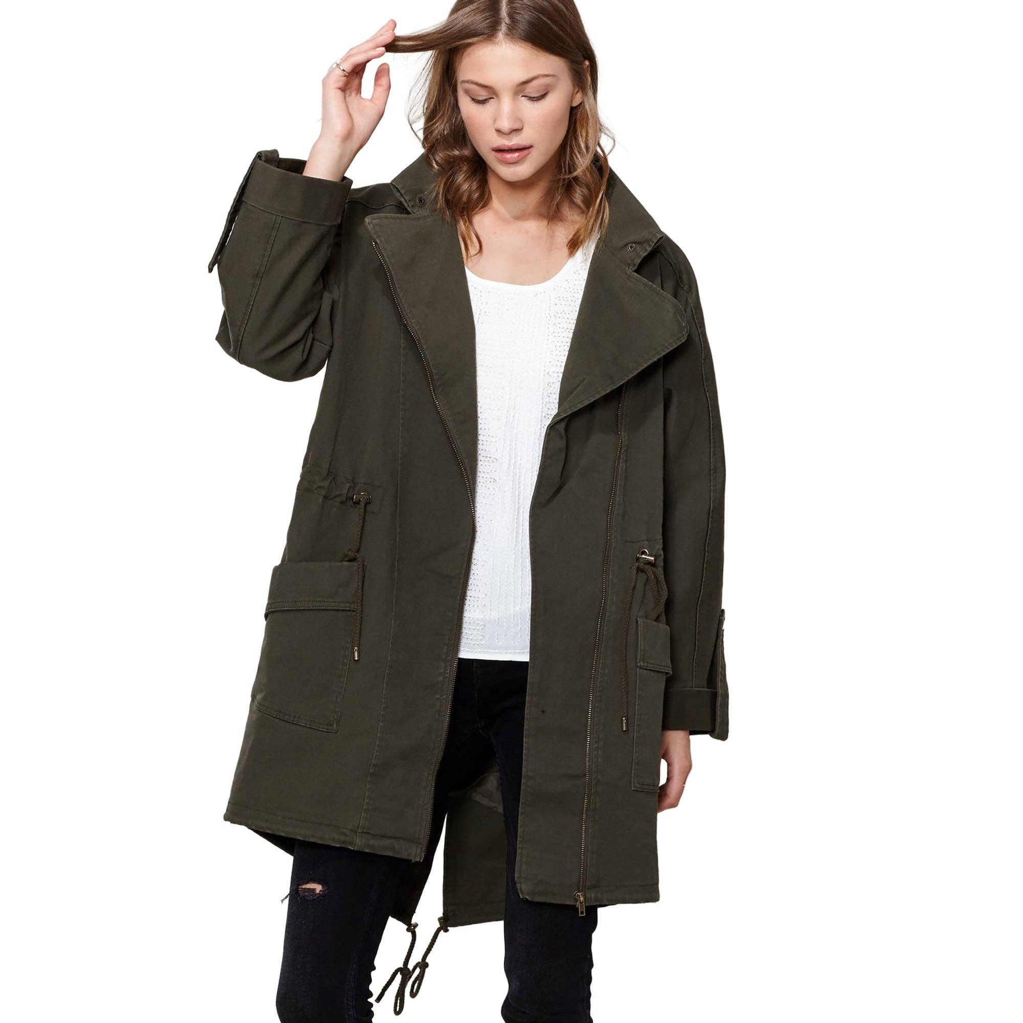 Women's Oversized Utility Jacket In Olive for wholesale on Faire2