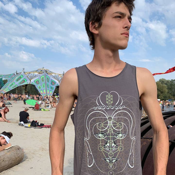 Débardeur Homme Buddha Vibes Hung - Gris pour la vente par symbolika