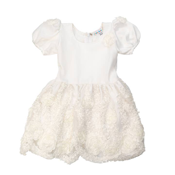 White rose Tulle dress for wholesale by Chubba bubba Luxury Children's Fashion