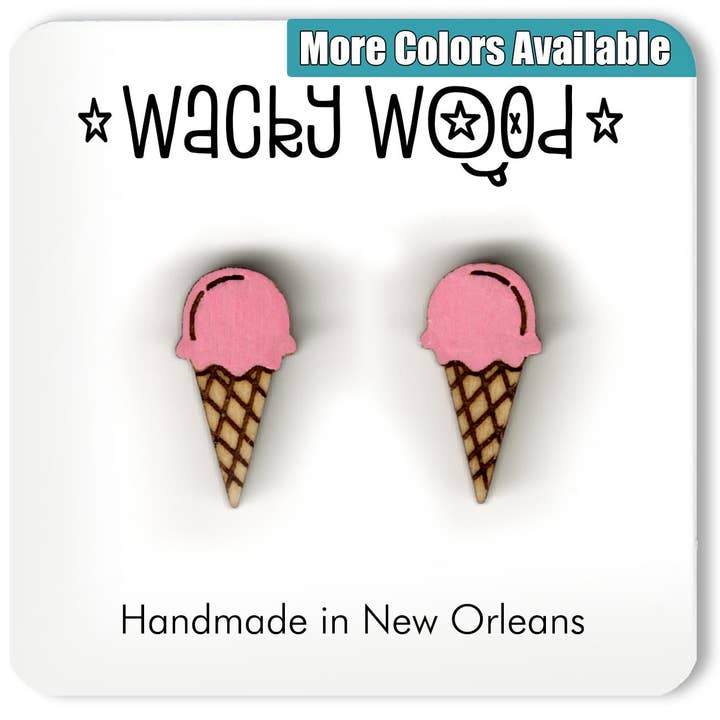 Eiswaffel, Lebensmittelohrringe, lustiges Geschenk, Ohrstecker für den Großhandel von Wacky Wood