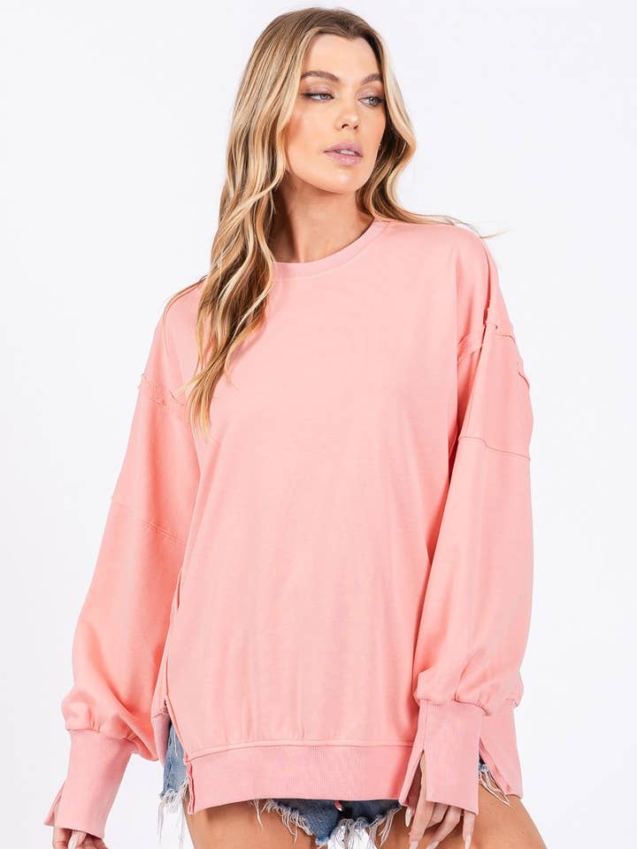 OVERSIZED SLIT DETAILED SWEATSHIRT for wholesale by Sewn and Seen