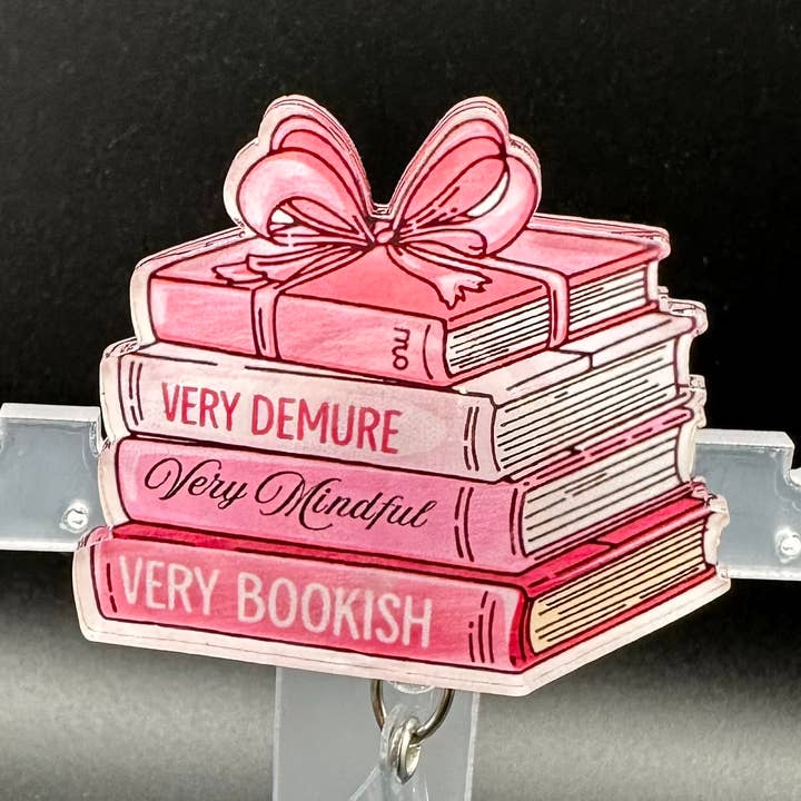 Stack of Books Acrylic Badge Holder for wholesale by Hello Darling Designs