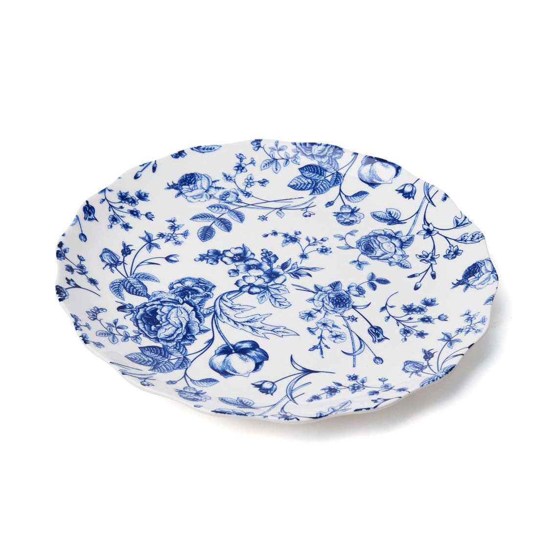Godinger - Wholesale Dinner Plate - Vintage Bluetiful Floral Scalloped Appetizer Plate, Set of 41