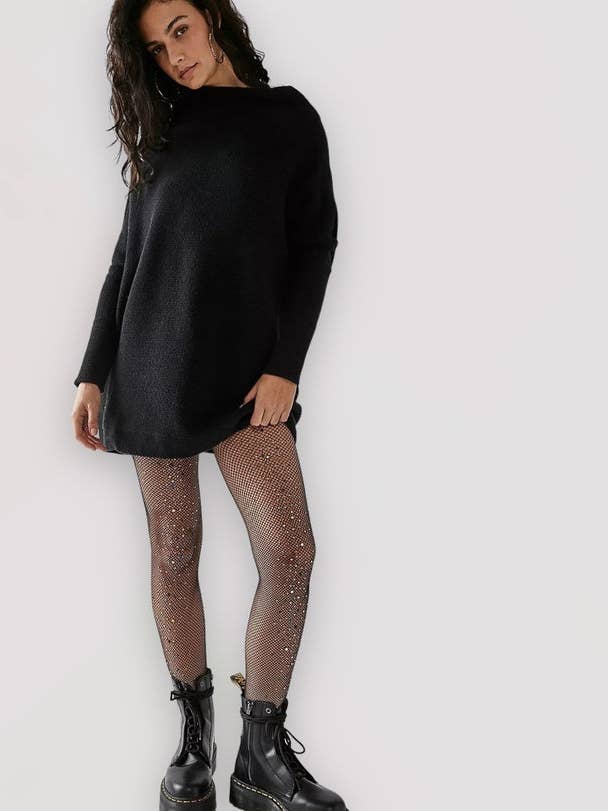 Glitter Fishnet Tights - Black for wholesale on Faire