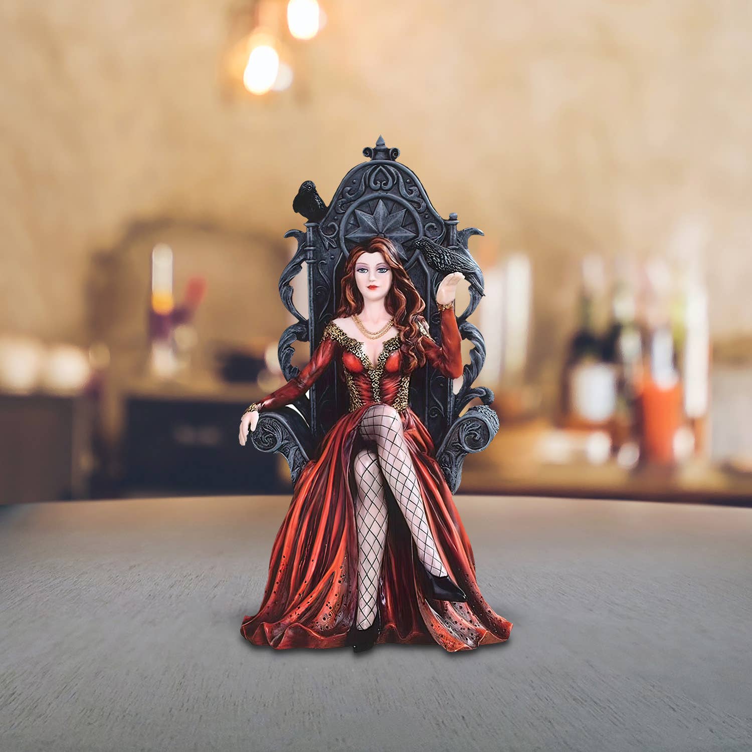 FC Design - Wholesale Decorative Figurine - 12"H Red Witch Sitting on Throne Chair Figurine Home Decor0