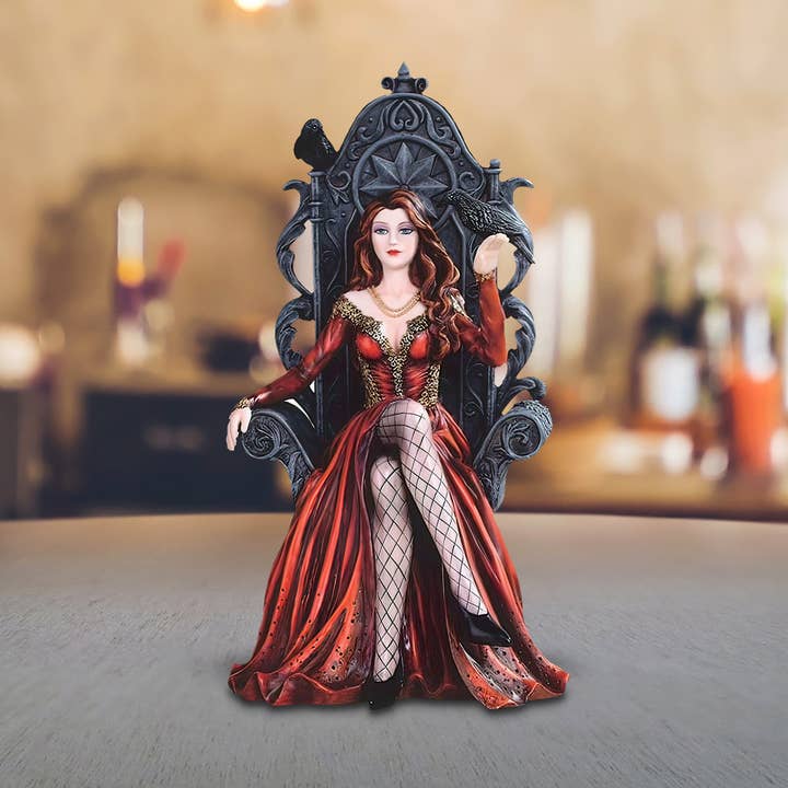 FC Design - Wholesale Decorative Figurine - 12"H Red Witch Sitting on Throne Chair Figurine Home Decor0