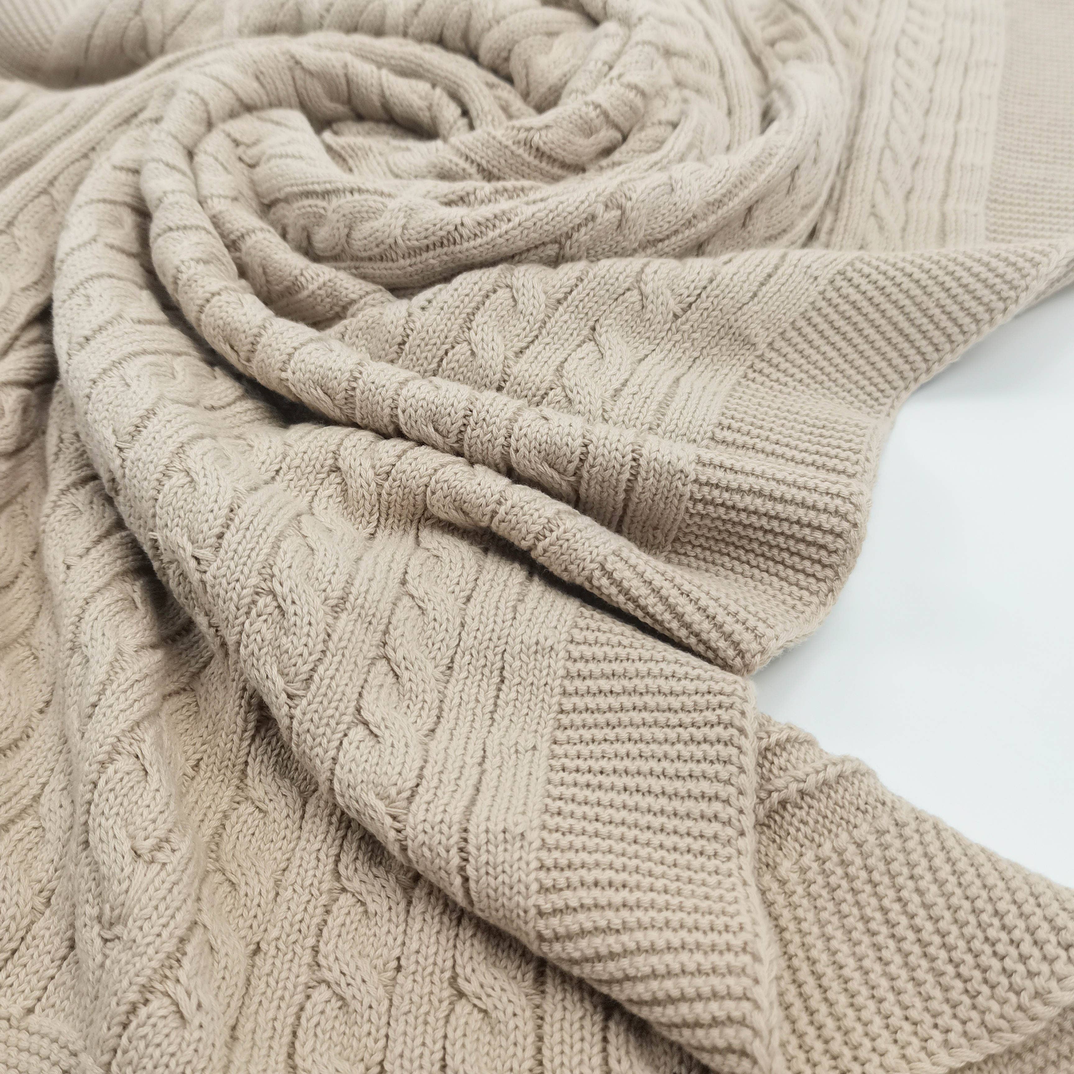 Luna + Luca Cable Knit Baby Blanket - Beige for wholesale on Faire3