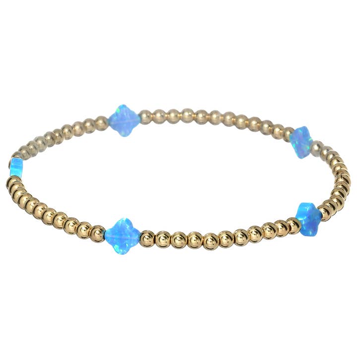 bara boheme – wholesale Charm/dangle bracelet – CLOVER BTY | Opal Charm on 3mm Gold Filled beads Bracelet