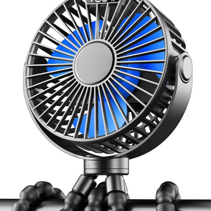 Portable Clip-On Stroller Fan – 4000mAh Rechargeable Battery, 4-Speed Personal Cooling Fan for Baby Car Seat, Crib & Travel – Black for wholesale by Krediz