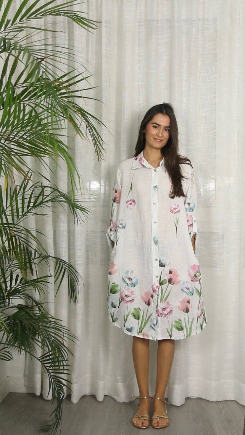 Linen & More - Wholesale Button Down Shirt - Women's - REF 202725 PRINTED DRESS6