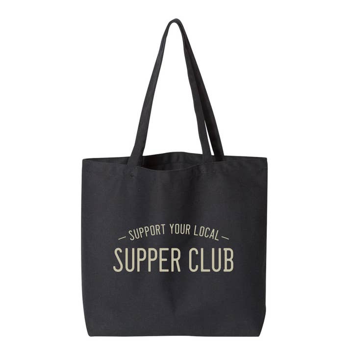 Soutenez votre sac Supper Club local. noir pour la vente par Up North Boutique