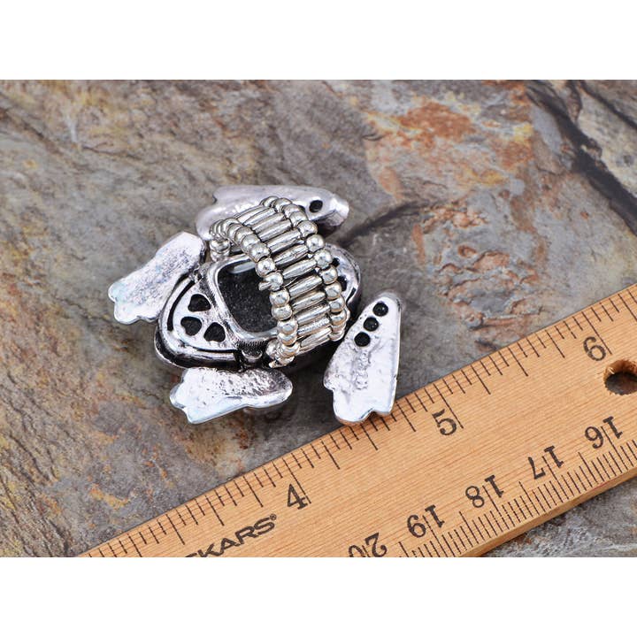 AK Brand - Wholesale Cocktail/Statement Ring - Silver Fuchsia Pink Funny Cartoon Leaping Frog Toad Ring