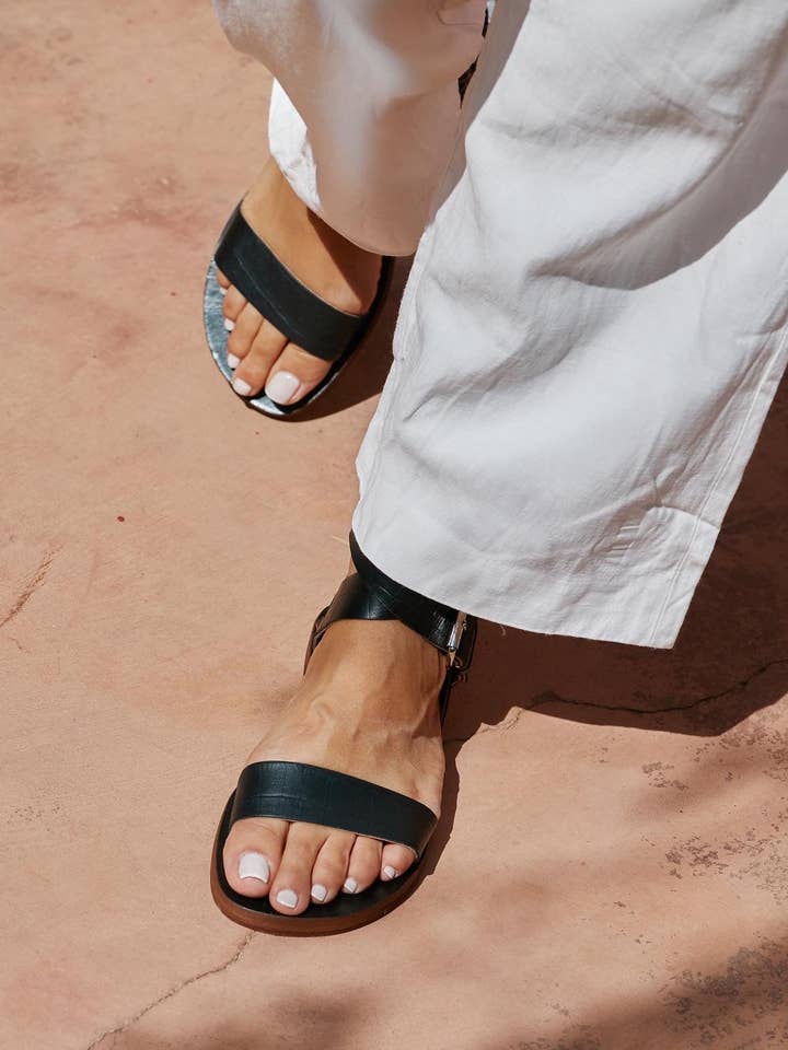 OLI WARRIOR SANDAL - BLACK CROCO for wholesale by OLI.N - truly handmade sandals