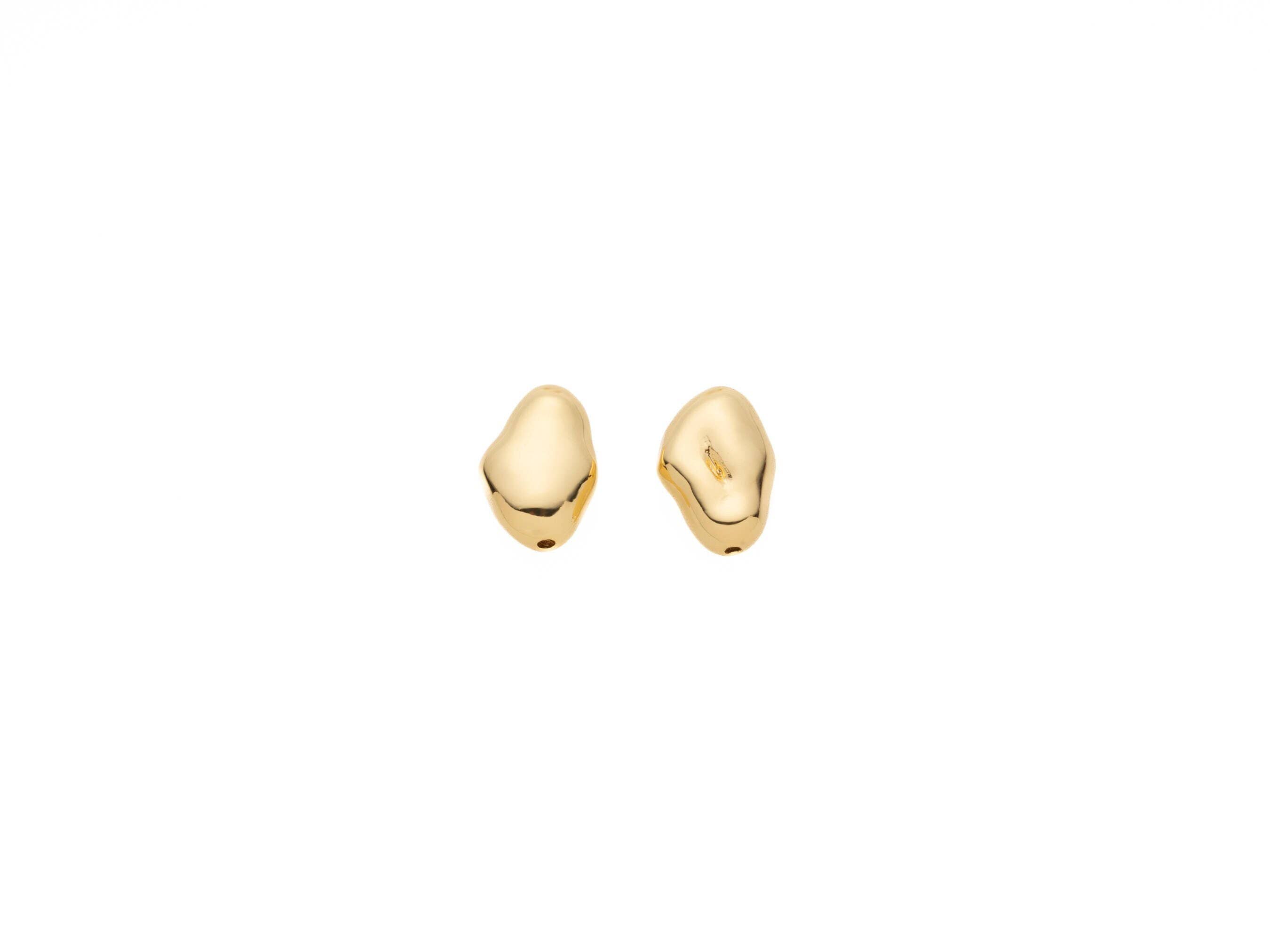Jewel Pledge - Wholesale Stud/Post Earrings - Gold Irregular Nugget Spacer Bead with Thick Plating, SPG033