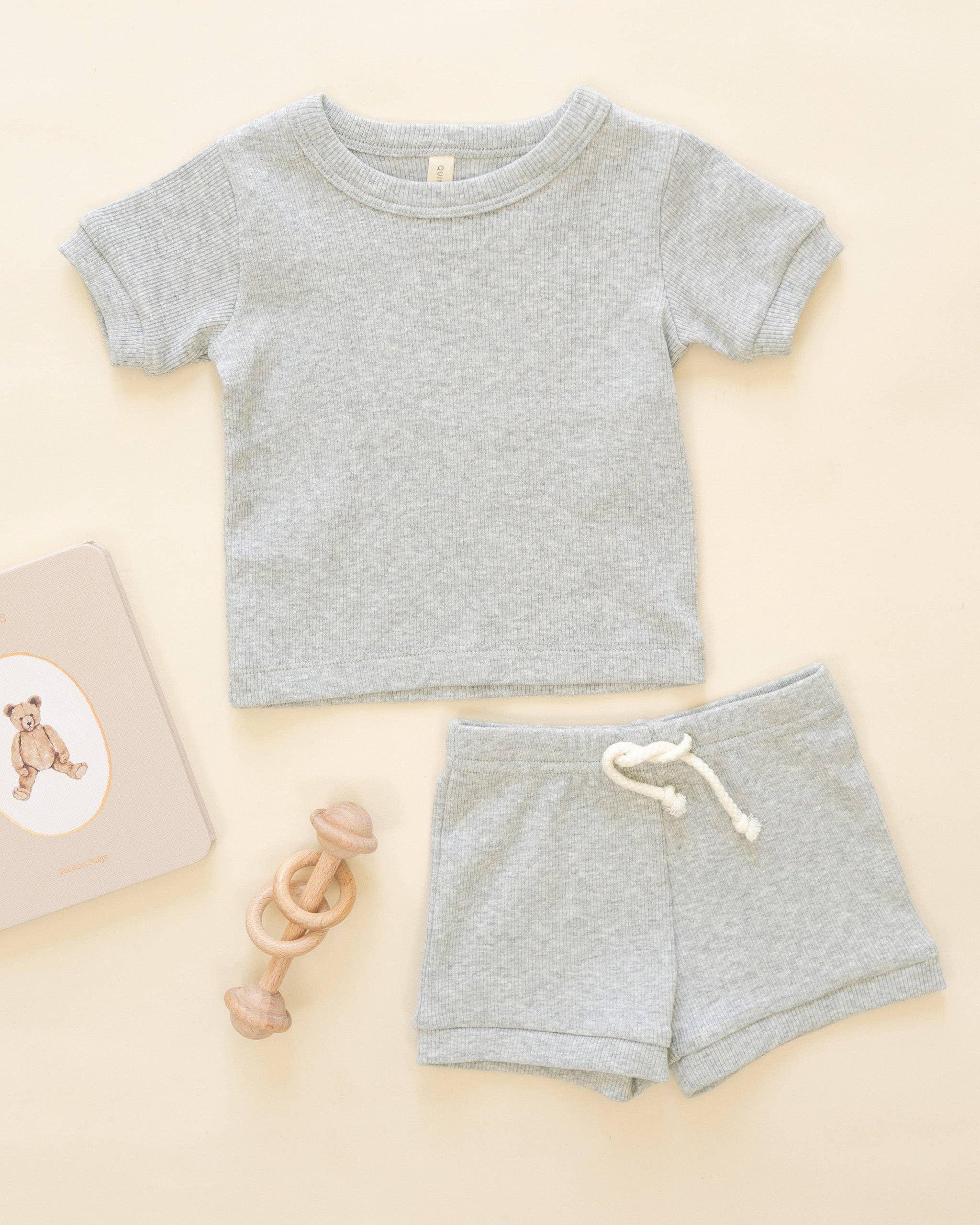 Quincy Mae - Wholesale Top & Short Set - Baby - Ribbed Shortie Set Dusty Blue3