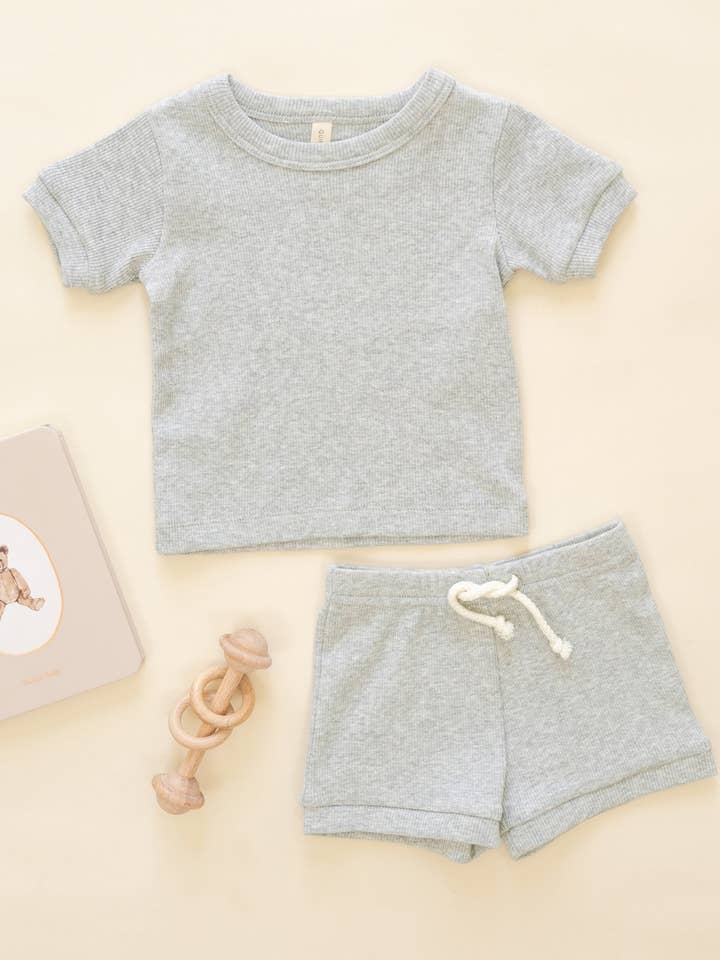 Quincy Mae - Wholesale Top & Short Set - Baby - Ribbed Shortie Set Dusty Blue3