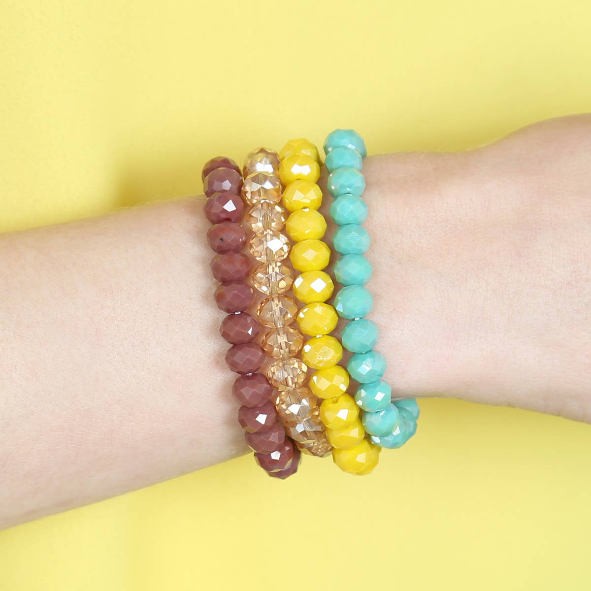 MYS Wholesale Inc - Wholesale Beaded Bracelet - 4 Line Glass Beads Stretch Bracelet4