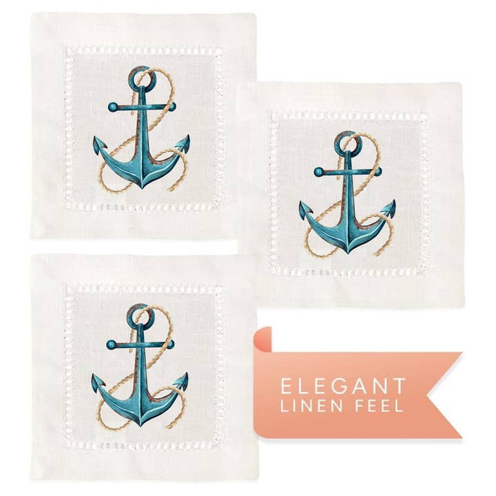 Jolitee - Wholesale Dinner & Cloth Napkin - Hemstitch Napkins - Nautical, Four Styles to Choose From4