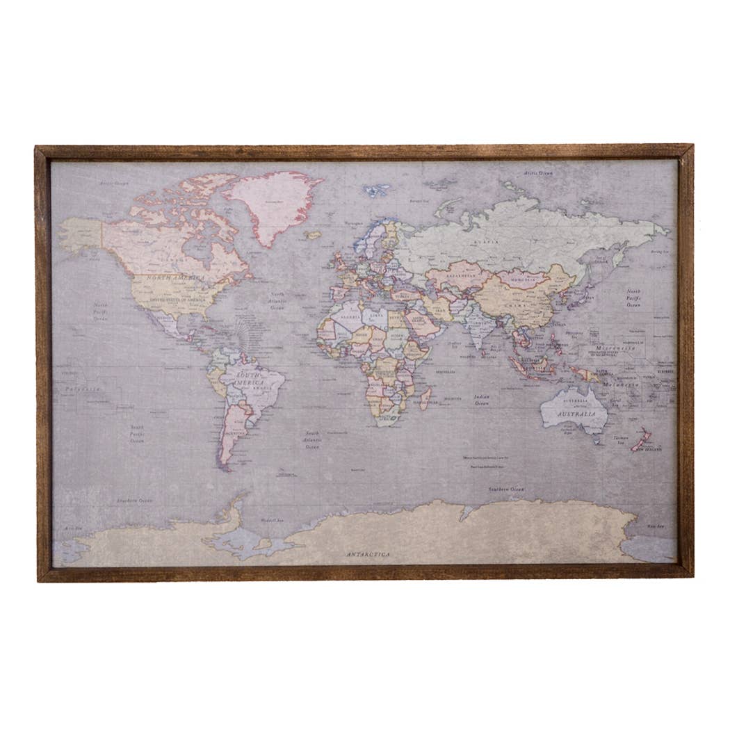 Driftless Studios - Wholesale Map - 24x16 Colored Antique Magnetic World Map - SM0061