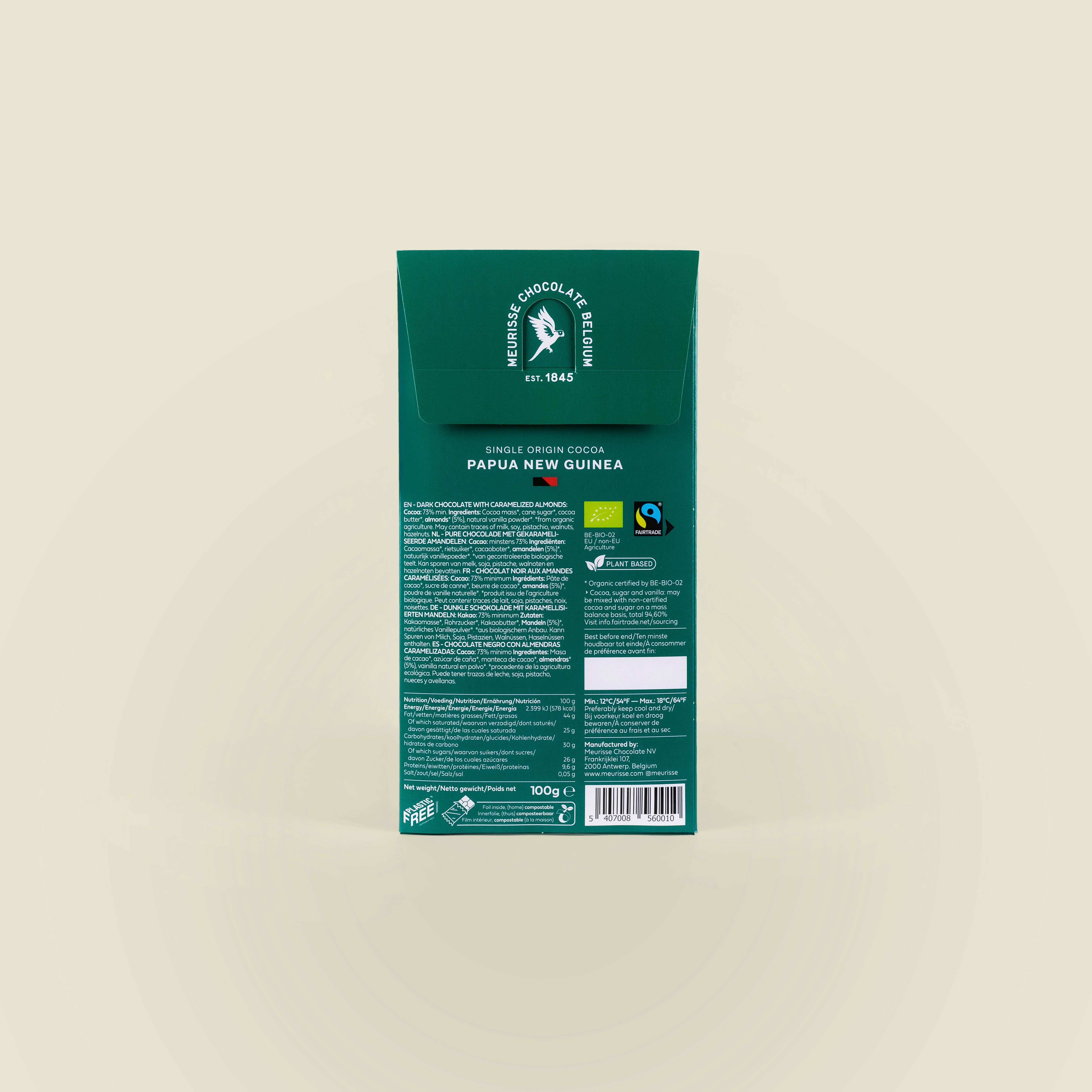 MEURISSE - est.1845 - Wholesale Chocolate Bar - Organic Dark Chocolate with Caramelised Almonds (100g)2