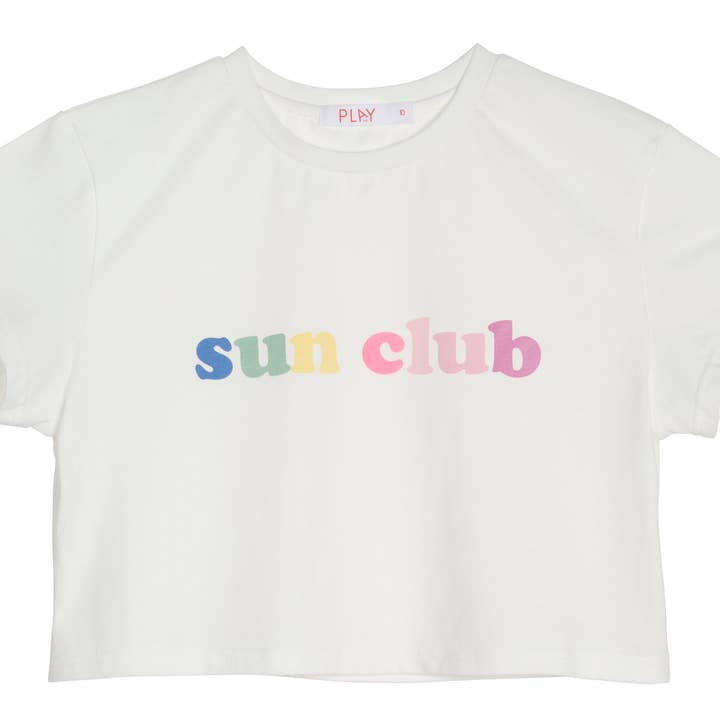 Camiseta Sunclub Crop, color blanco para venta al por mayor de PLAYetc
