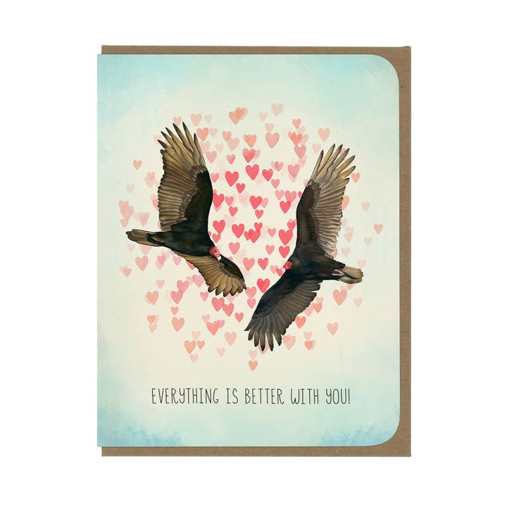 Love - Kalkoengieren en hartjes - Wenskaart voor wholesale door Amy Rose Moore Illustration