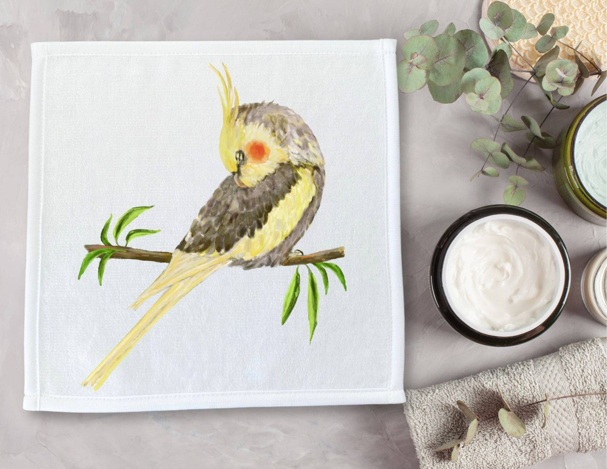 MerikaArt - Wholesale Wash Cloth - Yellow Cockatiel Washcloth2