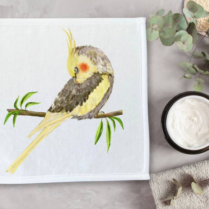 MerikaArt - Wholesale Wash Cloth - Yellow Cockatiel Washcloth2