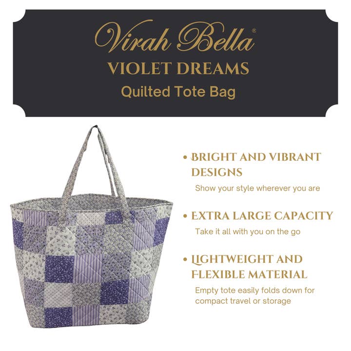 Duke Imports - Wholesale Tote Bag - Women's - "Violet Dreams" Designer Quilted Tote Bag1