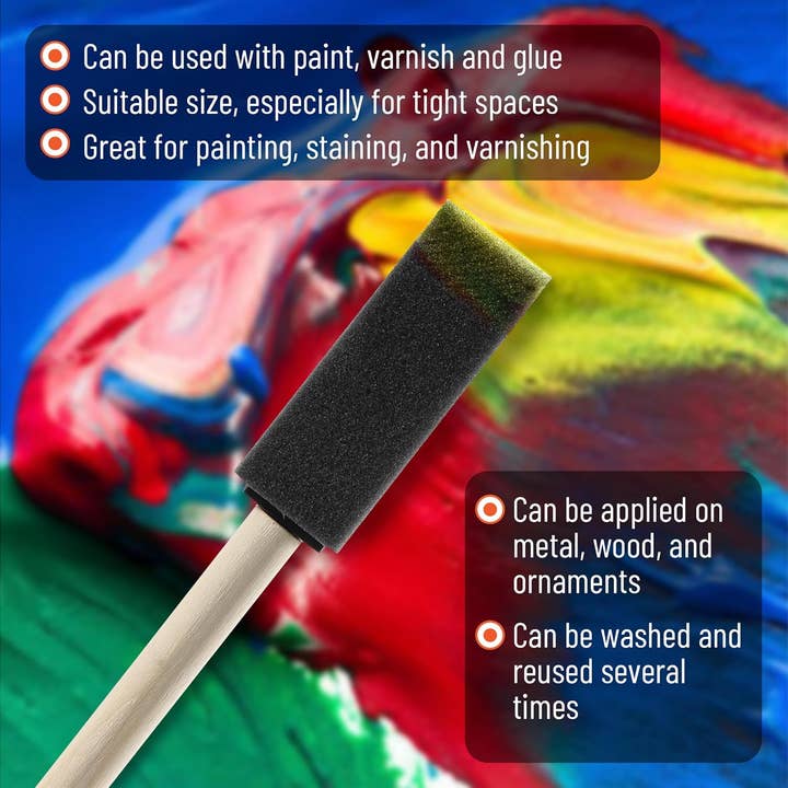 Bates Choice - Wholesale Paint/Wax Brush - Bates- Foam Paint Brushes, 1", 40 Pack2