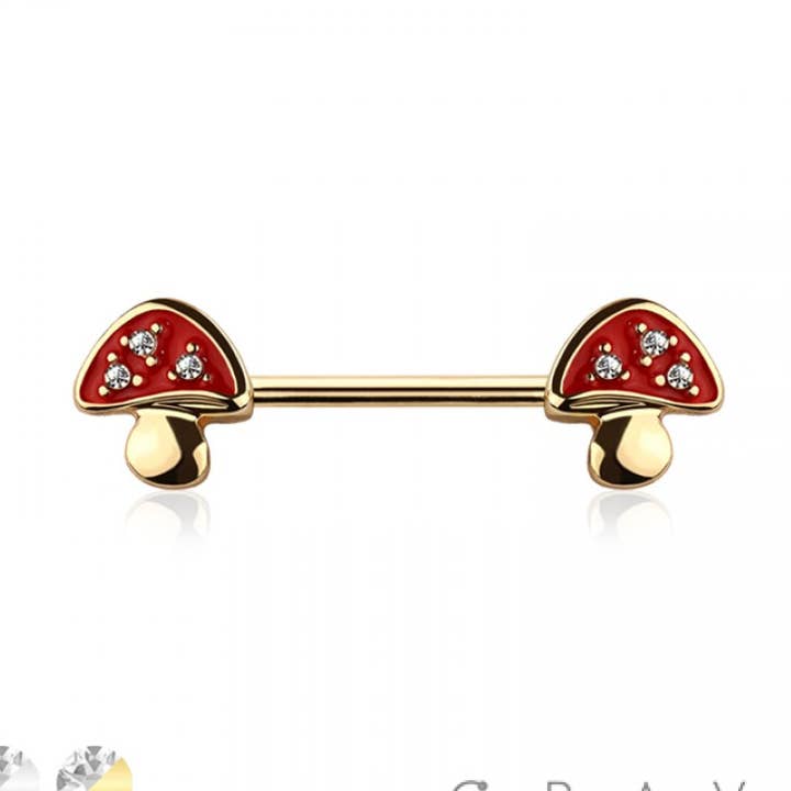 PERLE BROLAGT CHAMPIGNON 316L KIRURGISK STÅL BRYSTVORTE BAR for engroshandel hos CRAVE