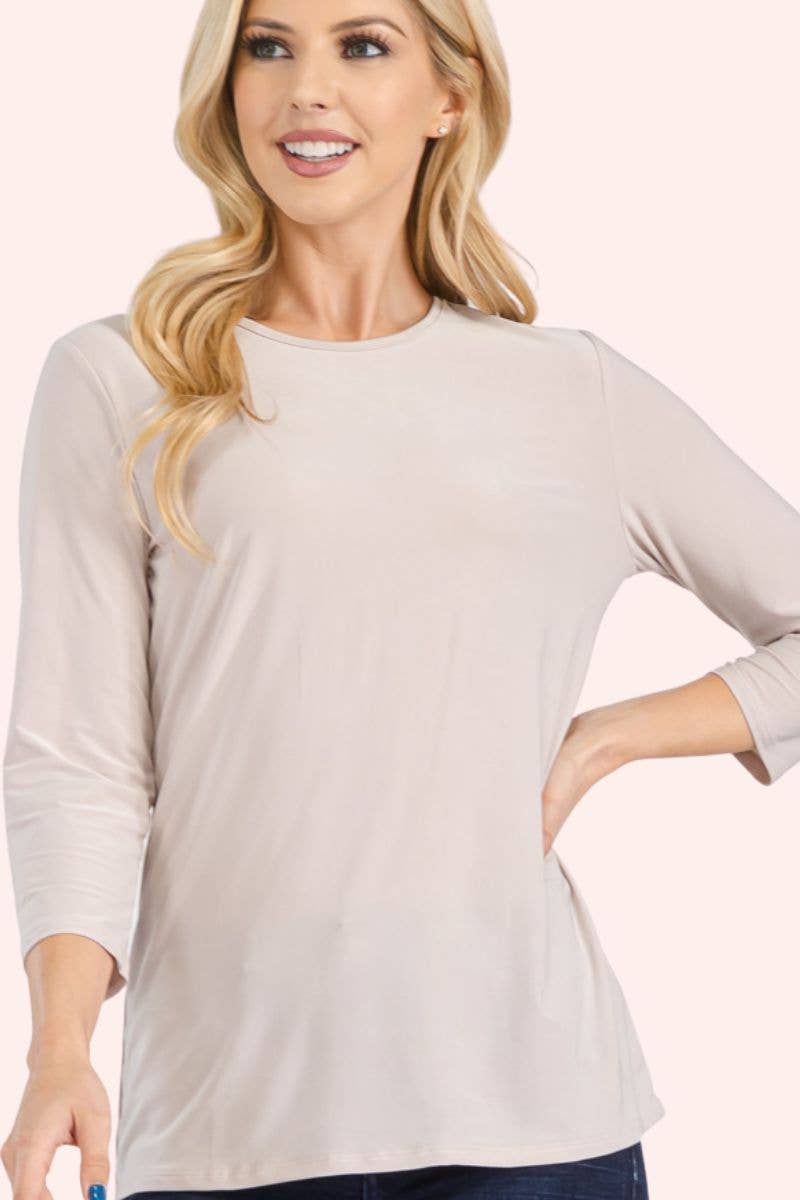 Celeste Clothing - Wholesale T-Shirt - Women's - CLASSIC 3/4 SLEEVE CREW NECK TOP -CT1321410