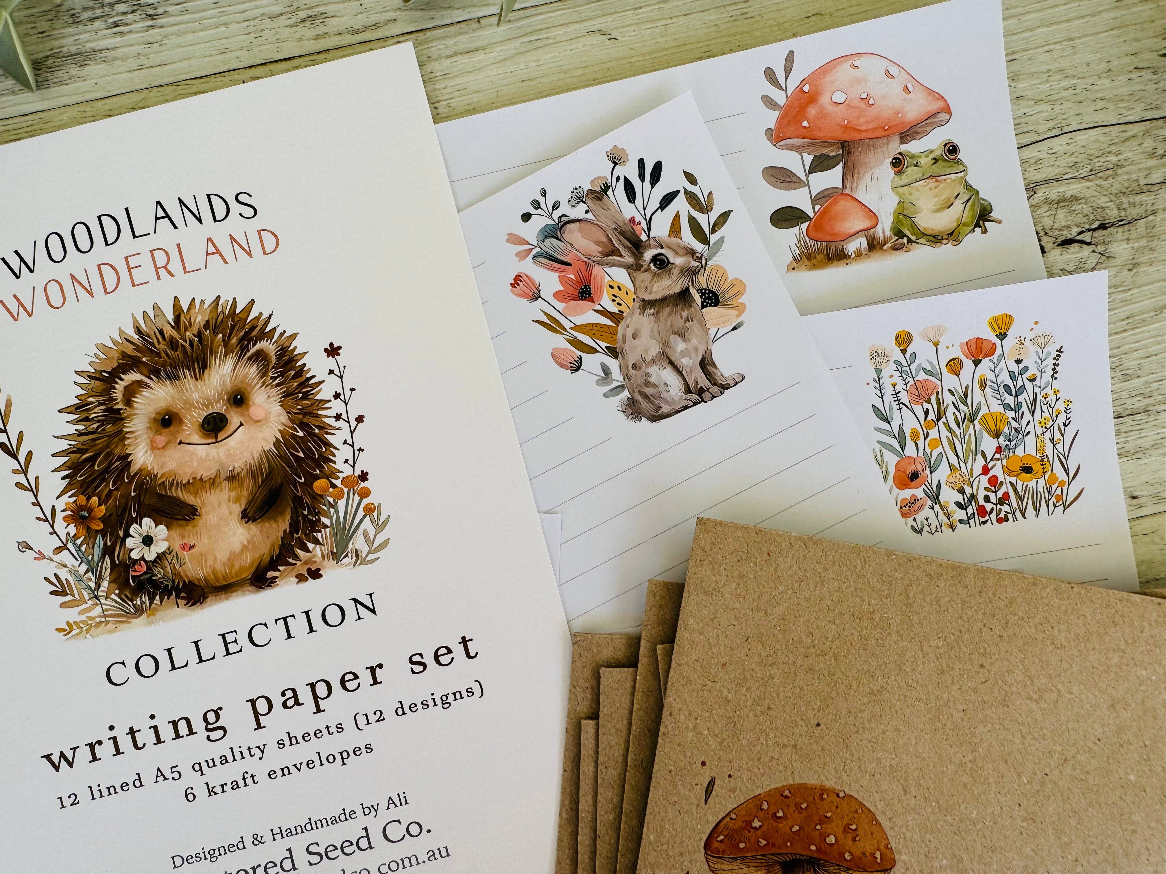 Scattered Seed Co - Wholesale Stationery/Notecard Set - WOODLANDS Wonderland Letter Writing Paper Set for kids1