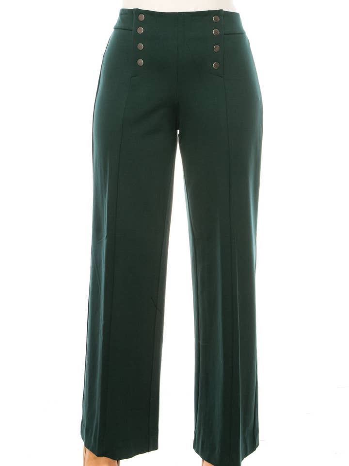 Zac & Rachel Sailor Button Wide Leg Dress Pants for wholesale by New Yorker's Apparel