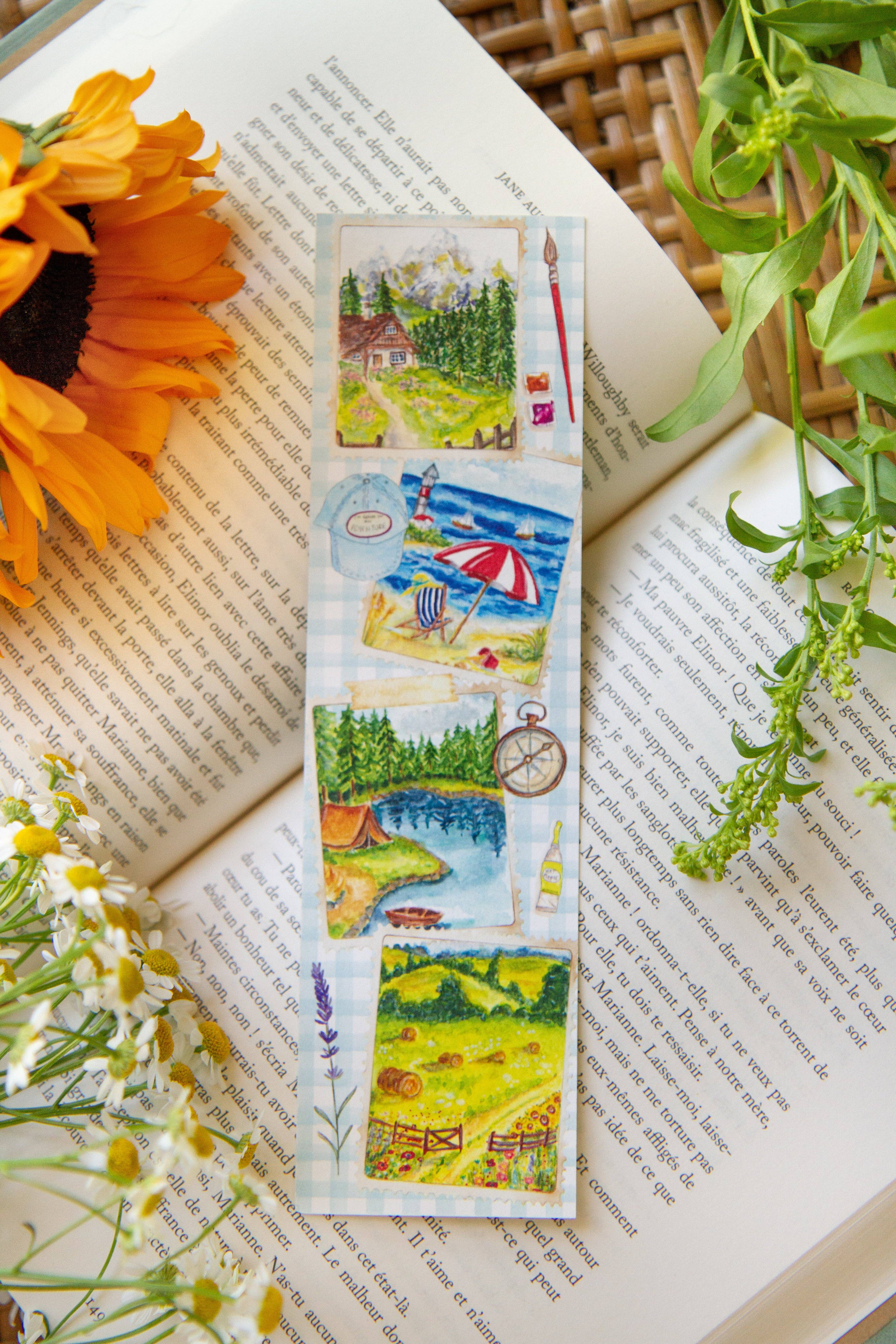 CAROFROMWOODLAND - Venta al por mayor Conjunto de papelería y tarjetas - Juego de 3 marcapáginas ilustrados de verano3