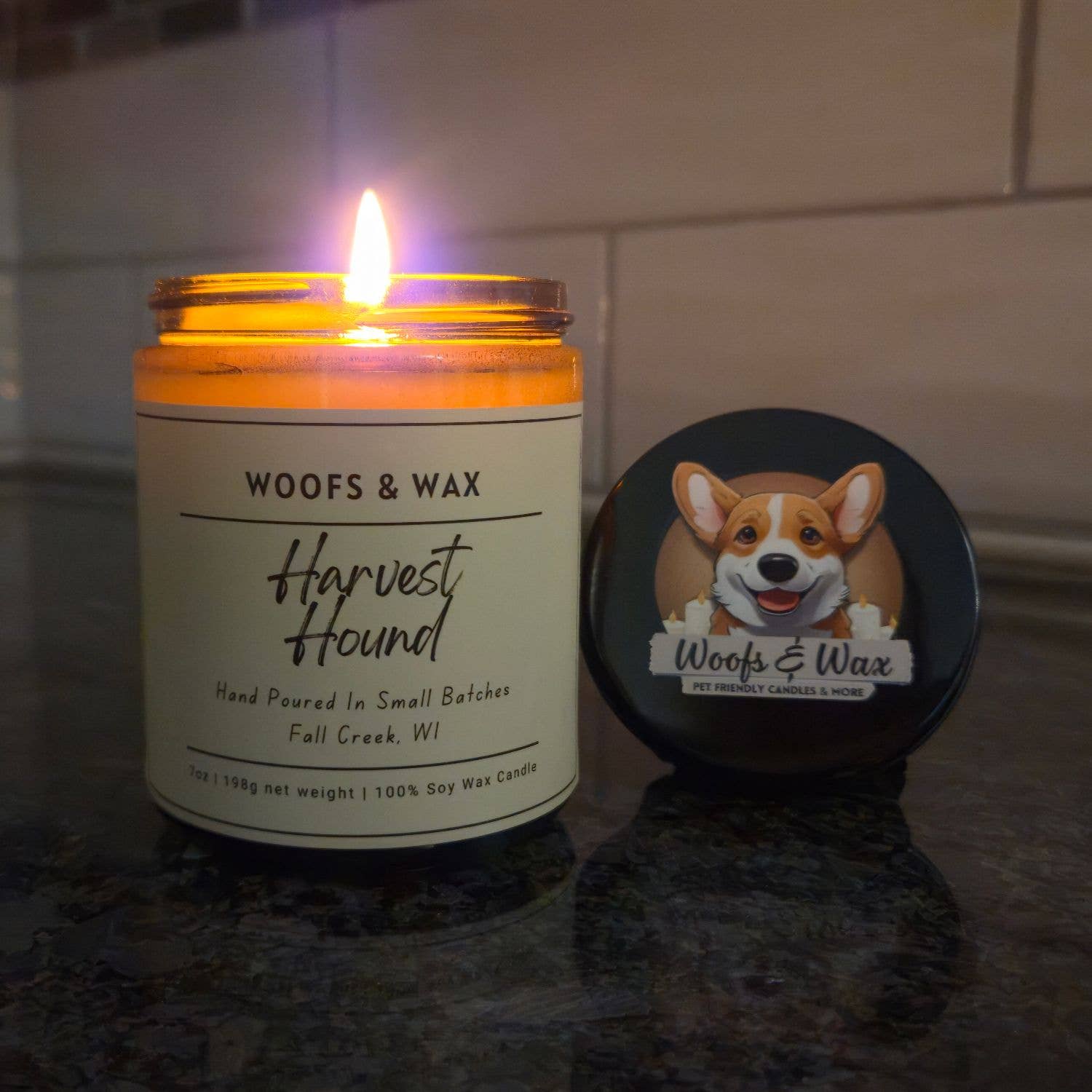 Woofs & Wax - Wholesale Jar/Filled Candle - Harvest Hound Candle - 7oz 100% Soy - Pet Safe1