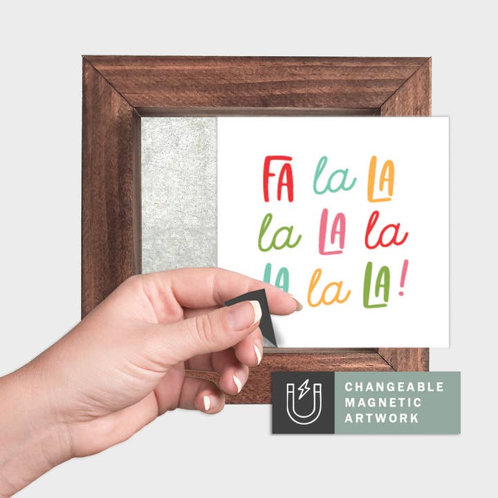 Insert décoratif magnétique saisonnier pour panneau interchangeable (Mini) : Fa La La La La | Noël / Hiver | Panneau magnétique vierge vendu séparément pour la vente par Simpler Seasons Decor