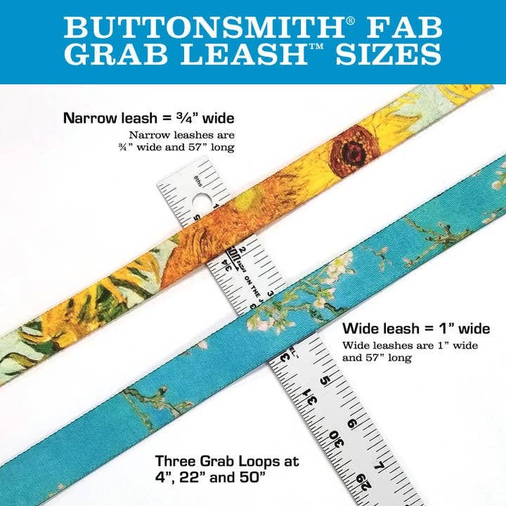Swirls Aquamarine Fab Grab Leash - Fabriqué aux États-Unis - Trois poignées pour la vente par Buttonsmith