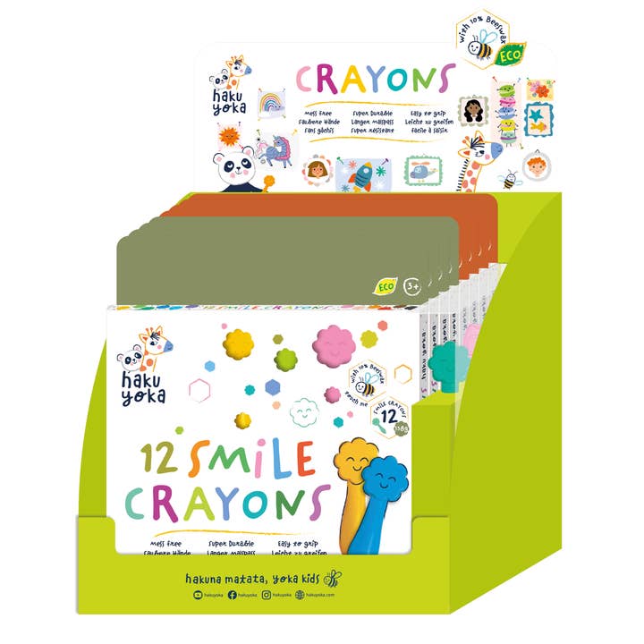 DAM - Wholesale Crayons - Kids & Baby - Haku Yoka - FULL Display Smile and Owl Crayons