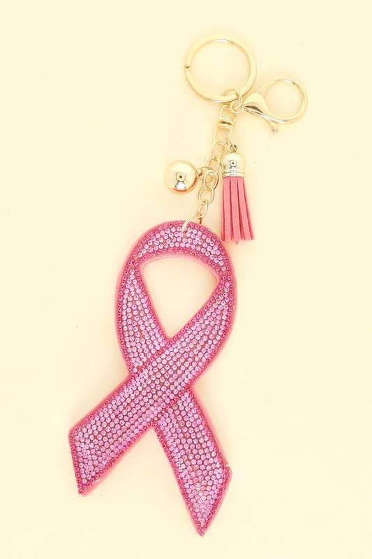 Kikker ROZE SLEUTELHANGER MET LINT VOOR HET BEWUSTZIJN VAN BORSTKANKER K16119 voor groothandel op Faire1