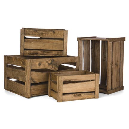 S/4 RECT WOOD CRATES for wholesale by Willow Group