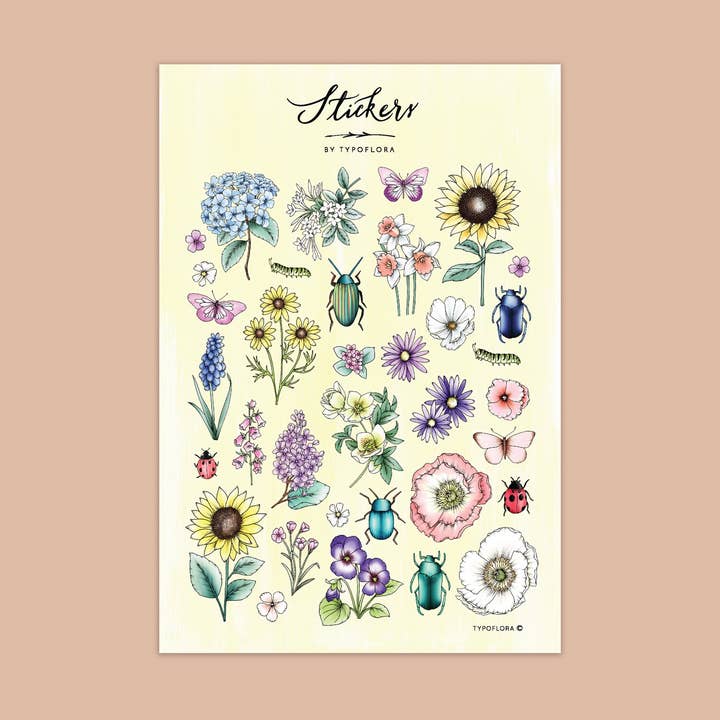 Typoflora - Wholesale Sticker - Sticker Sheet - Summer Flowers Lovers0