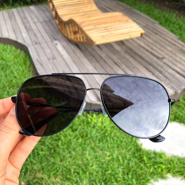 Max Polarized Matte Black Aviator Sunglasses for wholesale on Faire