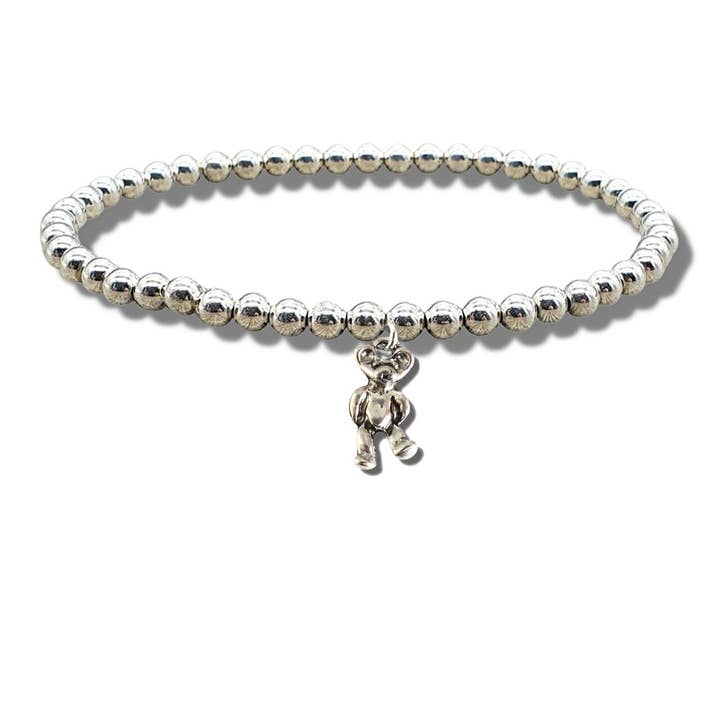 Girls Teddy Silver Beaded Bracelet for wholesale by Aye Do Gifts