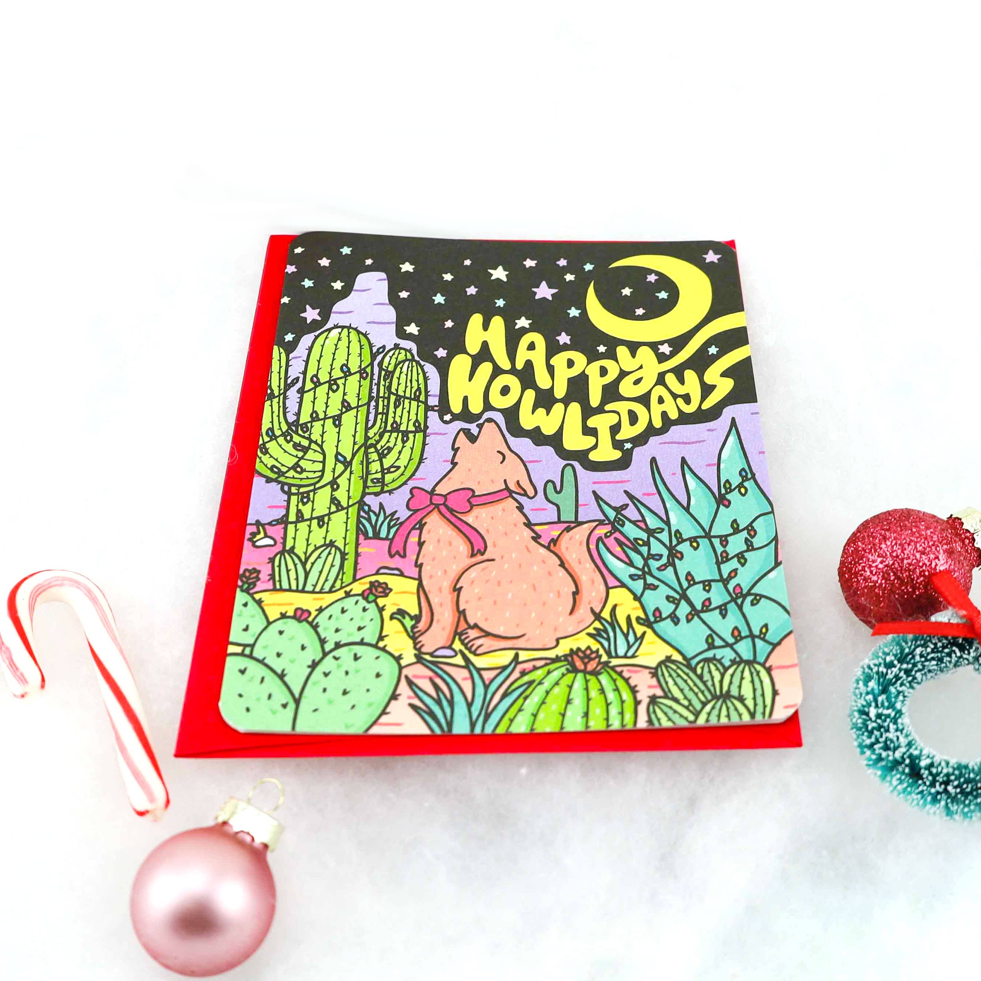 Turtle's Soup – Engroshandel Julekort – Glad Howlidays Desert Coyote Julekort1