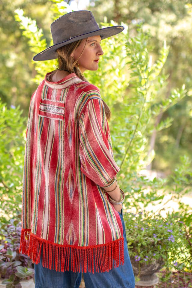 Jaded Gypsy – wholesale Poncho – Women's – Southwest Sunset Poncho - Scarlet2