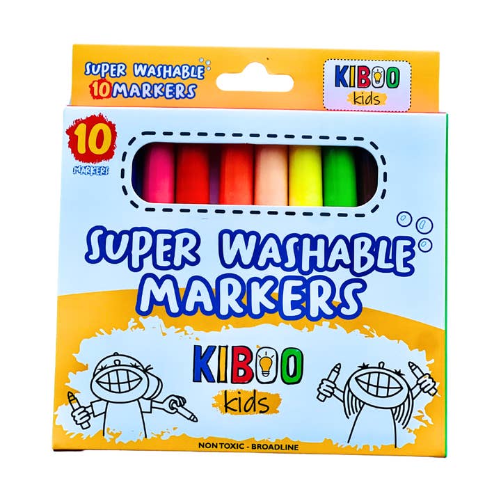 Kiboo Marker für Kinder, besonders waschbar, breite Linie, Packung mit 10 Farben für den Großhandel von Kiboo Kids