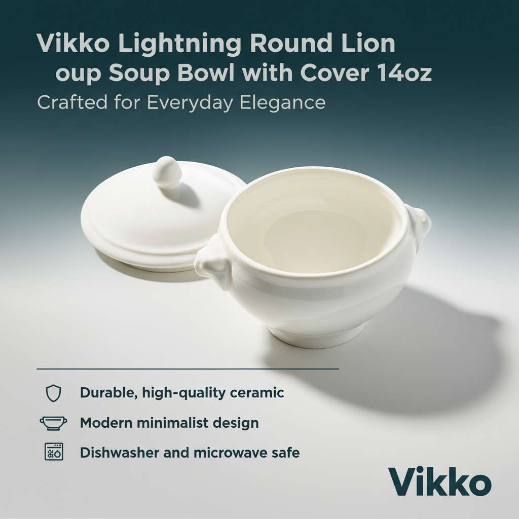 Kadra Kitchenware - Wholesale Bowl - Vikko Lightning Round Lion Soup Bowl with Cover 14oz3