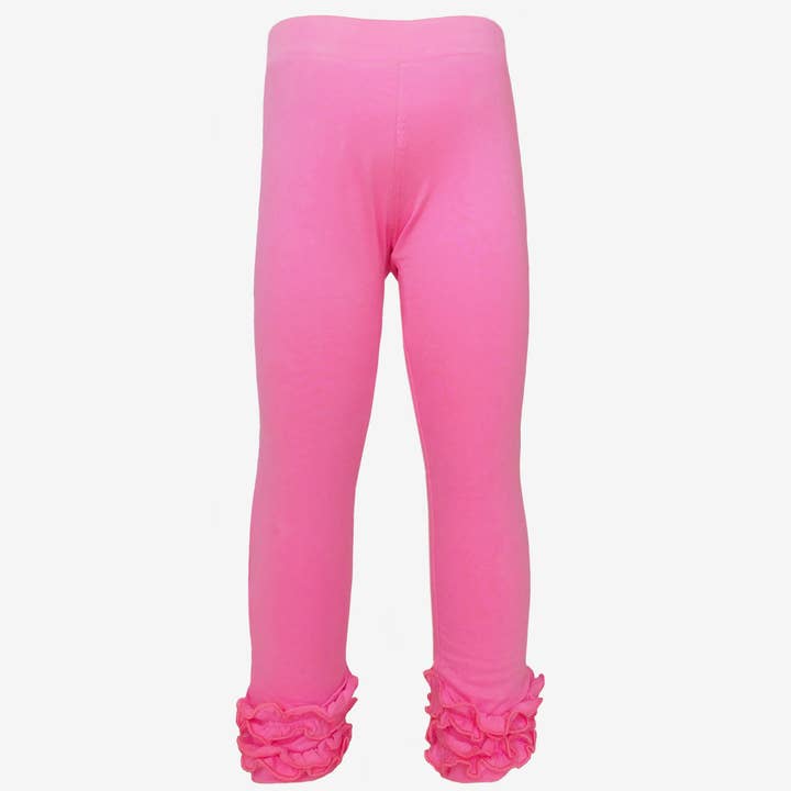 AnnLoren - Wholesale Fashion Leggings - Kids - Girls Soft Pink Ruffled Butt Leggings Kids Toddler Clothes3